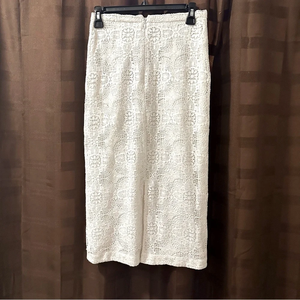 NWT Burberry White Floral Lace Lined Cotton Silk Women’s Skirt size‎ 6 reg $550